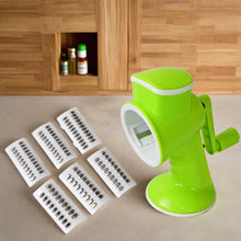 6 in 1 Multi functional Vegetable Cutter & Slicer Hand Machine Cutting, Slice, Cut Thick, Cut Silk All in one โVegetable Chopper Cutter & Slicing Cutter Barrel - Vegetable Grater with 6 Removable Blades