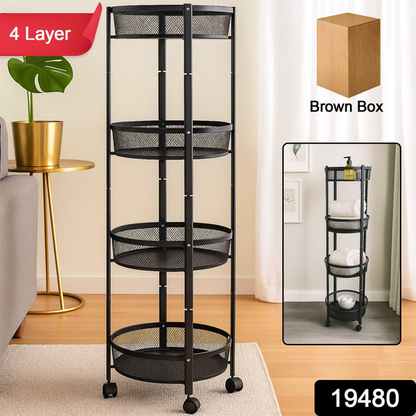 Freestanding 4-Tier Round Mesh Rack
