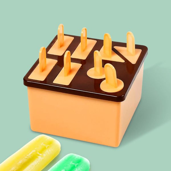 Plastic Kulfi Mold, Kulfi Molds 8 pcs Tray Ice Cream Mold Reusable Frozen Kulfi Maker sicle Sticks Lolly Ice sicle Candy Mold for Children pink Color (Brown Box)