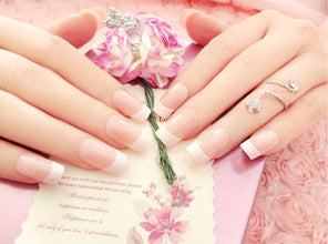 Nail art finished French long fake nail patch