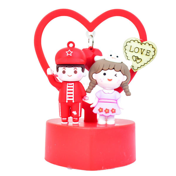 Cute Romantic Couple Love Showpiece With Heart Frame (1 Pc)